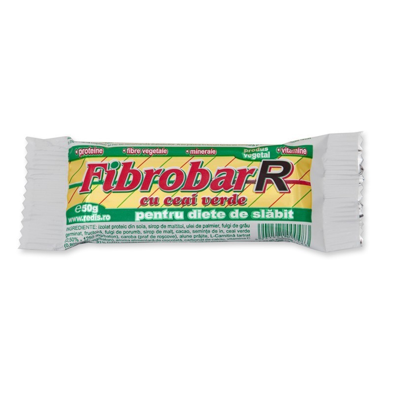 Baton Fibrobar-R cu Ceai Verde, 50 g, Redis Nutritie : Farmacia Tei online